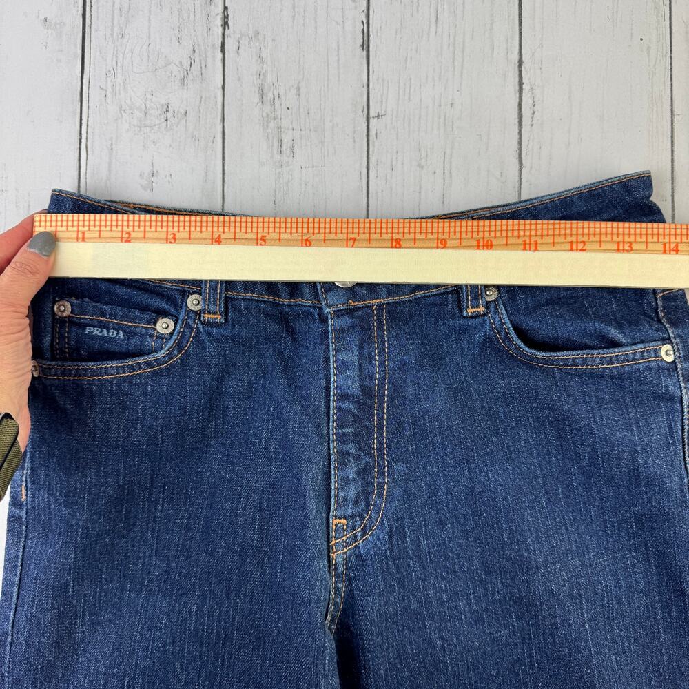PRADA Dark Blue Stretch Denim Contour Fit Straight Leg High Rise Jeans Size 29 - Picture 13 of 16